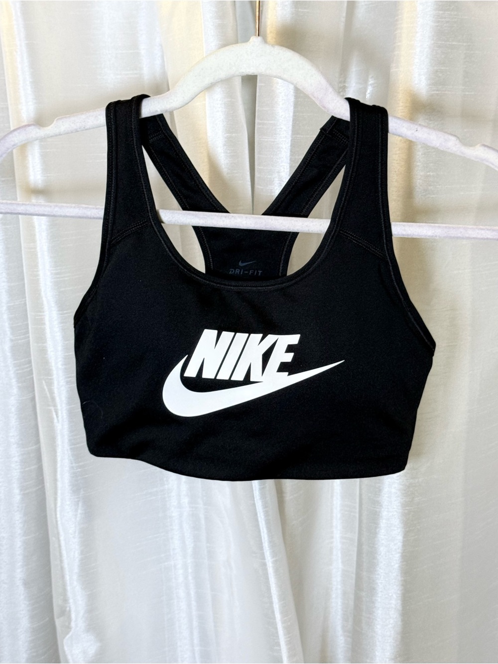 Nike Black Sports Bra with White Swoosh Logo